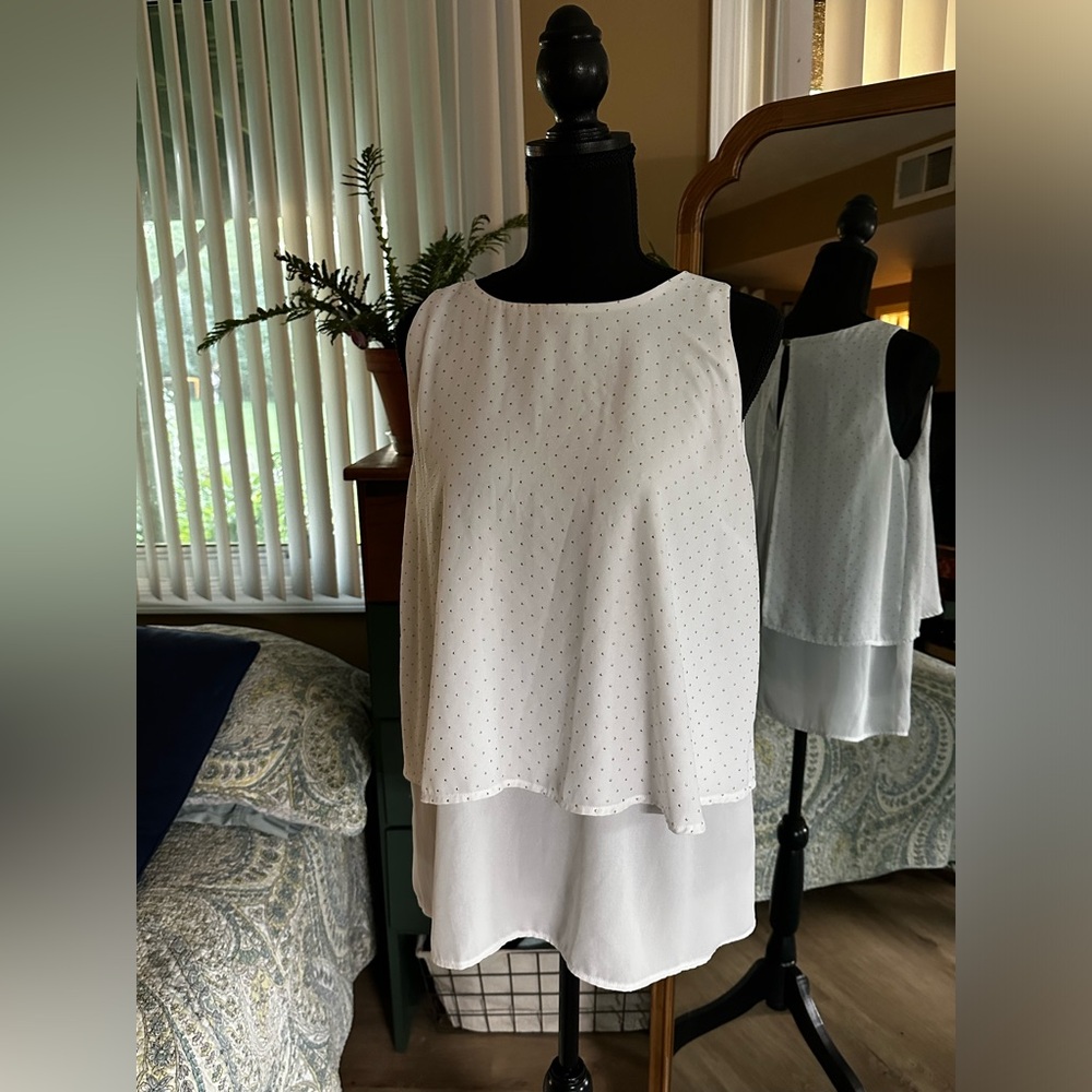 Philosophy White Dress Tank with Tiny gold dots Medium